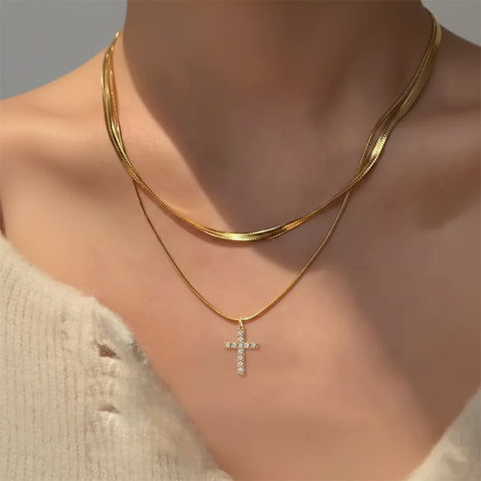 Collar Cruz Mini Doble